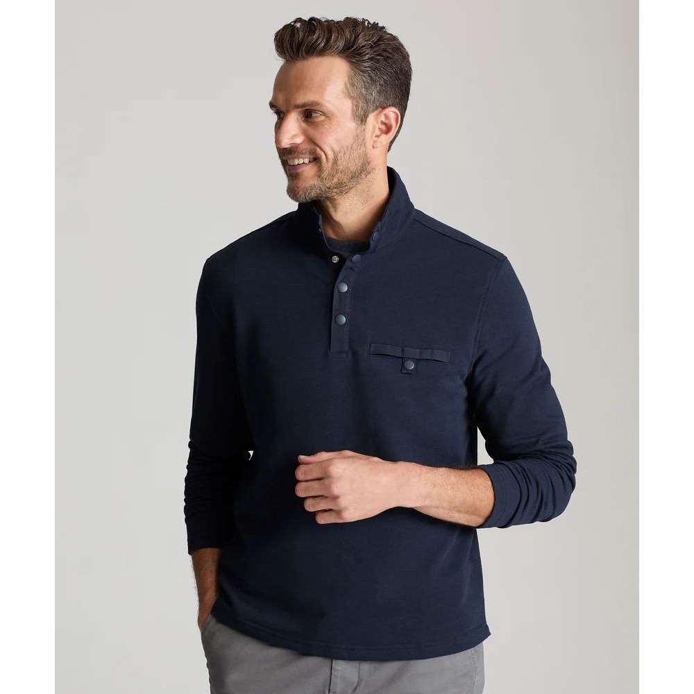 UNTUCKit Parkson‎ Men's Snap Fleece Pullover Sweater Black Medium Cotton Blend